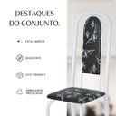 Ver imagem 5 de Conjunto de Mesa Retangular 180x75cm Tampo Granito Ocre 8 Cadeiras Lavínea Branco/Preto Floral