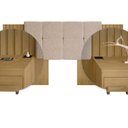 Ver imagem 5 de Cabeceira Estofada Extensível Casal/Queen/King com 2 Mesas de Apoio 4 Gavetas Suiça Bege