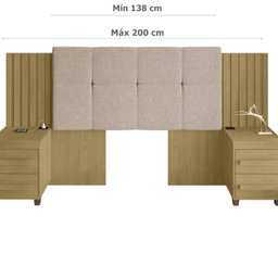 Cabeceira Estofada Extensível Casal/queen/king com 2 Mesas de Apoio 4 Gavetas Suiça - 4