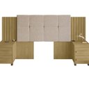 Ver imagem 3 de Cabeceira Estofada Extensível Casal/queen/king com 2 Mesas de Apoio 4 Gavetas Suiça