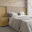 Ver imagem 1 de Cabeceira Estofada Extensível Casal/queen/king com 2 Mesas de Apoio 4 Gavetas Suiça