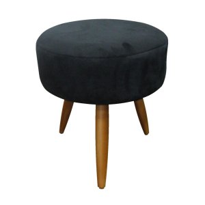 Puff Banqueta Redondo em Pés Palito B3 Móveis:preto