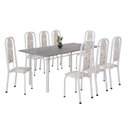 Ver imagem 2 de Conjunto de Mesa Retangular 180x75cm Tampo Granito Ocre 8 Cadeiras Lavínea