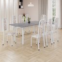 Ver imagem 1 de Conjunto de Mesa Retangular 180x75cm Tampo Granito Ocre 8 Cadeiras Lavínea