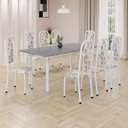 Ver imagem 1 de Conjunto de Mesa Retangular 180x75cm Tampo Granito Ocre 8 Cadeiras Lavínea