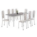 Ver imagem 2 de Conjunto de Mesa Retangular 180x75cm Tampo Granito Ocre 8 Cadeiras Lavínea Branco/Arabesco