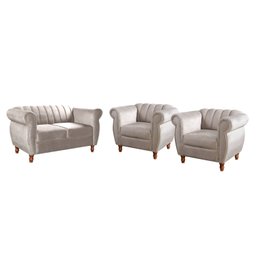 Conjunto Realeza Sofá com Poltronas Chesterfield Decoração - 2
