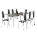 Ver imagem 2 de Conjunto de Mesa Retangular 180x75cm Tampo Ardósia Indiana 8 Cadeiras Lavínea Branco/Preto Floral