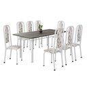 Ver imagem 2 de Conjunto de Mesa Retangular 180x75cm Tampo Ardósia Indiana 8 Cadeiras Lavínea Branco/Arabesco
