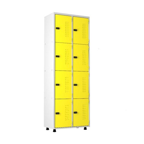 Armário Roupeiro Aço 8 Portas Academia Guarda Volume Ea702 Amarelo