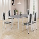 Ver imagem 1 de Conjunto de Mesa Retangular 140x75cm Tampo Granito Ocre 6 Cadeiras Lavínea Branco/Preto Floral