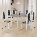 Ver imagem 1 de Conjunto de Mesa Retangular 140x75cm Tampo Granito Ocre 6 Cadeiras Lavínea