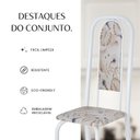 Ver imagem 5 de Conjunto de Mesa Retangular 140x75cm Tampo Granito Ocre 6 Cadeiras Lavínea Branco/Botanic Bege
