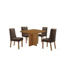 Ver imagem 1 de Mesa de Jantar Olímpia 90cm Tampo MDF Laminado Canto Copo com 4 Cadeiras Carolina