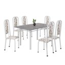 Ver imagem 2 de Conjunto de Mesa Retangular 140x75cm Tampo Granito Ocre 6 Cadeiras Lavínea Branco/Arabesco