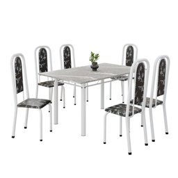 Conjunto de Mesa Retangular 140x75cm Tampo Granito Topázio 6 Cadeiras Lavínea - 2