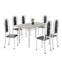 Ver imagem 2 de Conjunto de Mesa Retangular 140x75cm Tampo Granito Topázio 6 Cadeiras Lavínea Branco/Preto Floral