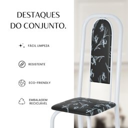 Conjunto de Mesa Retangular 140x75cm Tampo Granito Topázio 6 Cadeiras Lavínea - 5