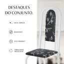Ver imagem 5 de Conjunto de Mesa Retangular 140x75cm Tampo Granito Topázio 6 Cadeiras Lavínea Branco/Preto Floral