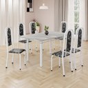 Ver imagem 1 de Conjunto de Mesa Retangular 140x75cm Tampo Granito Topázio 6 Cadeiras Lavínea Branco/Preto Floral