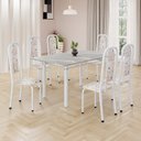 Ver imagem 1 de Conjunto de Mesa Retangular 140x75cm Tampo Granito Topázio 6 Cadeiras Lavínea Branco/Botanic Bege