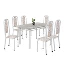 Ver imagem 2 de Conjunto de Mesa Retangular 140x75cm Tampo Granito Topázio 6 Cadeiras Lavínea Branco/Botanic Bege