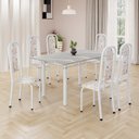 Ver imagem 1 de Conjunto de Mesa Retangular 140x75cm Tampo Granito Topázio 6 Cadeiras Lavínea