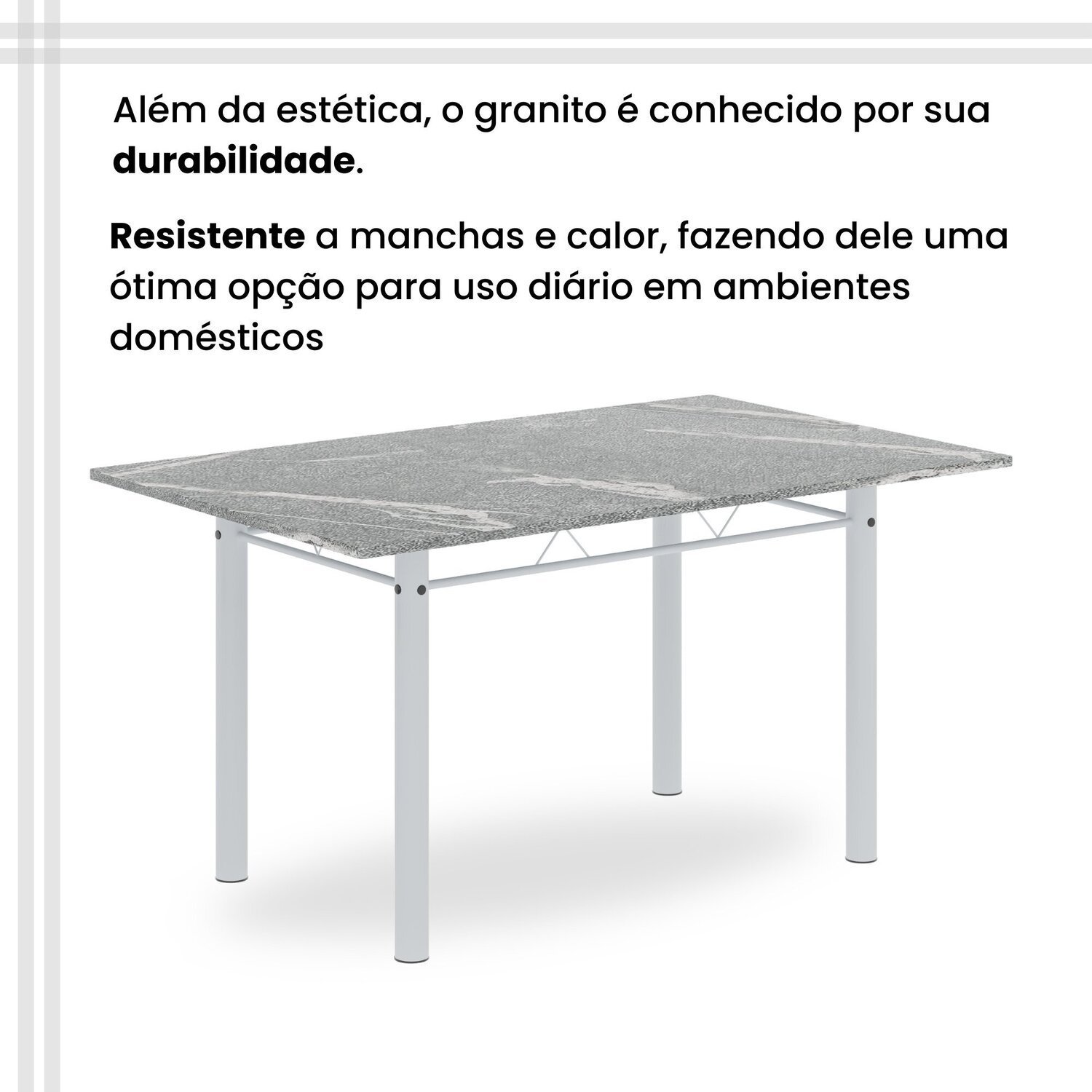 Conjunto de Mesa Retangular 140x75cm Tampo Granito Topázio 6 Cadeiras Lavínea - 10