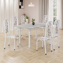 Ver imagem 1 de Conjunto de Mesa Retangular 140x75cm Tampo Granito Topázio 6 Cadeiras Lavínea