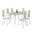Ver imagem 2 de Conjunto de Mesa Retangular 140x75cm Tampo Granito Topázio 6 Cadeiras Lavínea