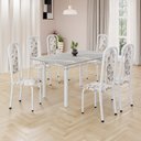 Ver imagem 1 de Conjunto de Mesa Retangular 140x75cm Tampo Granito Topázio 6 Cadeiras Lavínea Branco/Arabesco