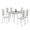 Ver imagem 2 de Conjunto de Mesa Retangular 140x75cm Tampo Granito Topázio 6 Cadeiras Lavínea Branco/Arabesco