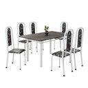 Ver imagem 2 de Conjunto de Mesa Retangular 140x75cm Tampo Ardósia Indiano 6 Cadeiras Lavínea Branco/Preto Floral