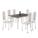 Ver imagem 2 de Conjunto de Mesa Retangular 140x75cm Tampo Ardósia Indiano 6 Cadeiras Lavínea Branco/Botanic Bege