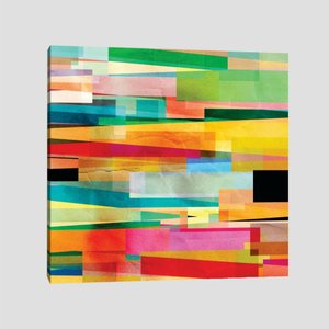 Quadro Filete De Cores Único Tela No Chassi 80X80Cm