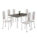 Ver imagem 2 de Conjunto de Mesa Retangular 140x75cm Tampo Ardósia Indiano 6 Cadeiras Lavínea Branco/Arabesco