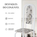 Ver imagem 5 de Conjunto de Mesa Retangular 140x75cm Tampo Ardósia Indiano 6 Cadeiras Lavínea Branco/Arabesco