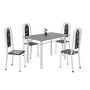 Ver imagem 2 de Conjunto de Mesa Retangular 120x75cm Tampo Granito Ocre 4 Cadeiras Lavínea Branco/Preto Floral