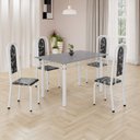 Ver imagem 1 de Conjunto de Mesa Retangular 120x75cm Tampo Granito Ocre 4 Cadeiras Lavínea Branco/Preto Floral