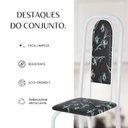 Ver imagem 4 de Conjunto de Mesa Retangular 120x75cm Tampo Granito Ocre 4 Cadeiras Lavínea Branco/Preto Floral