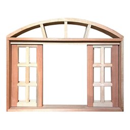 Janela de Madeira Vitro de Correr Quadriculado em Arco Padrão Cedro Bat.14 Cm-1.10(l)x1.00(a) - 3