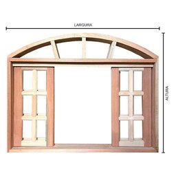 Janela de Madeira Vitro de Correr Quadriculado em Arco Padrão Cedro Bat.14 Cm-1.10(l)x1.00(a) - 9