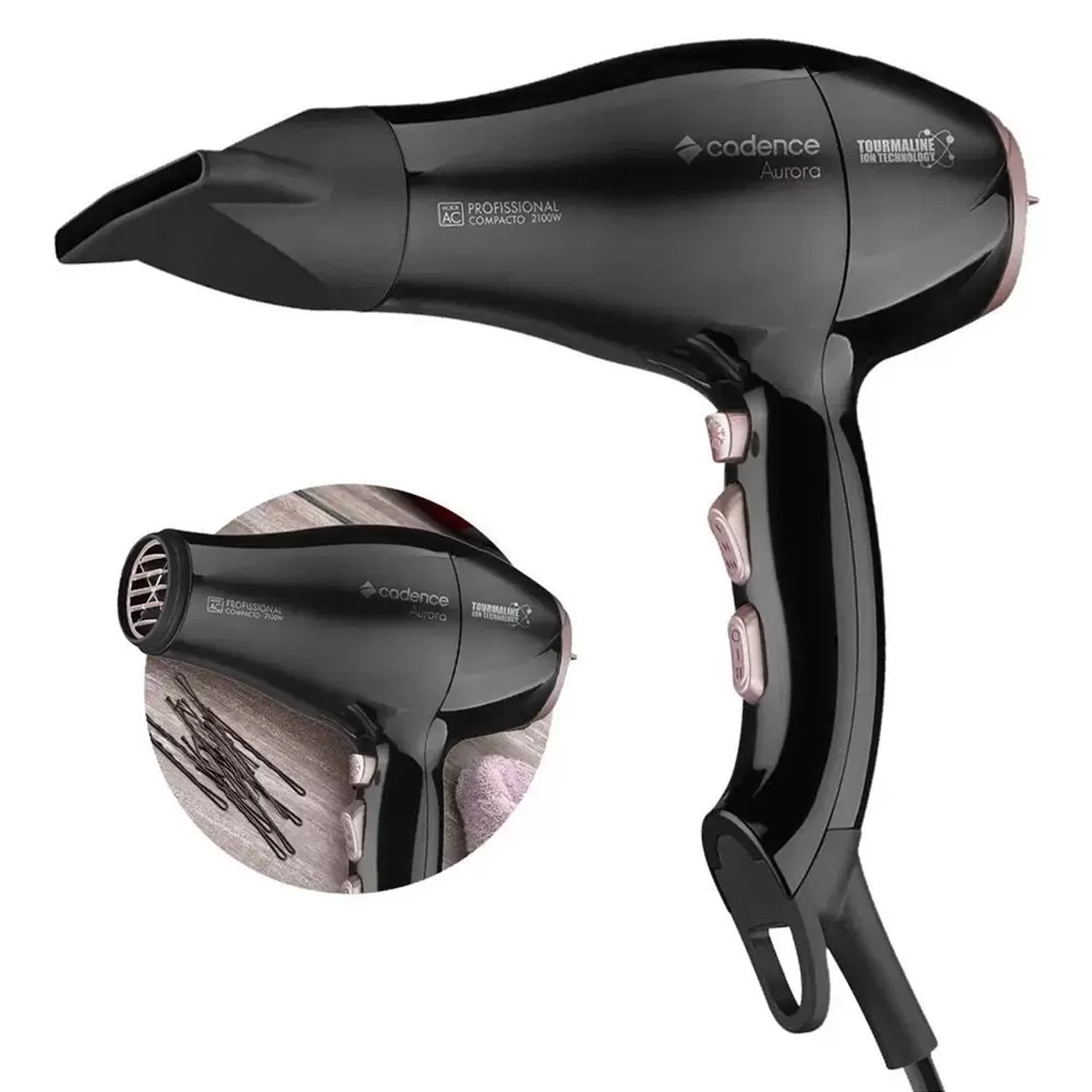 Secador De Cabelo Profissional Compacto Aurora Cadence 220v