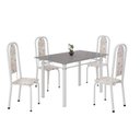 Ver imagem 2 de Conjunto de Mesa Retangular 120x75cm Tampo Granito Ocre 4 Cadeiras Lavínea Branco/Botanic Bege