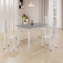 Ver imagem 1 de Conjunto de Mesa Retangular 120x75cm Tampo Granito Ocre 4 Cadeiras Lavínea Branco/Botanic Bege