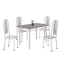 Ver imagem 2 de Conjunto de Mesa Retangular 120x75cm Tampo Granito Ocre 4 Cadeiras Lavínea Branco/Arabesco