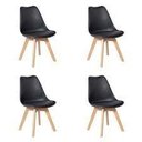 Ver imagem 1 de Kit 4 Cadeiras Saarinen Leda Polipropileno Pretas Base Wood Sala Jantar