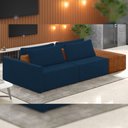 Ver imagem 2 de Sofá Ilha Modular para Sala 232cm com Puff Dublin K01 Veludo Azul Sintético Caramelo - Lyam Decor