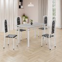 Ver imagem 1 de Conjunto de Mesa Retangular 120x75cm Tampo Granito Topázio 4 Cadeiras Lavínea Branco/Preto Floral