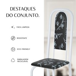 Conjunto de Mesa Retangular 120x75cm Tampo Granito Topázio 4 Cadeiras Lavínea - 5